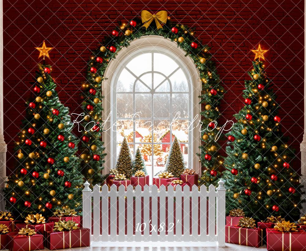 Kate Sapin de Noël Cadeaux Fenêtre Décors Toile de fond conçue par Mini MakeBelieve - Kate Backdrop FR