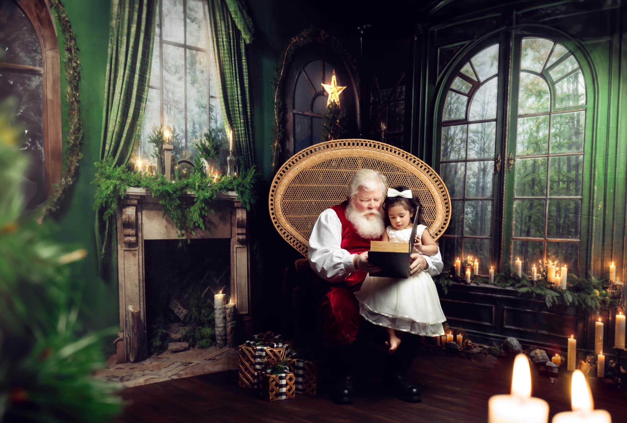 Kate Noël Cheminée Fenêtre Vert Ensemble de chambre (8pix8pi&10pix8pi&8pix10pi) - Kate Backdrop FR