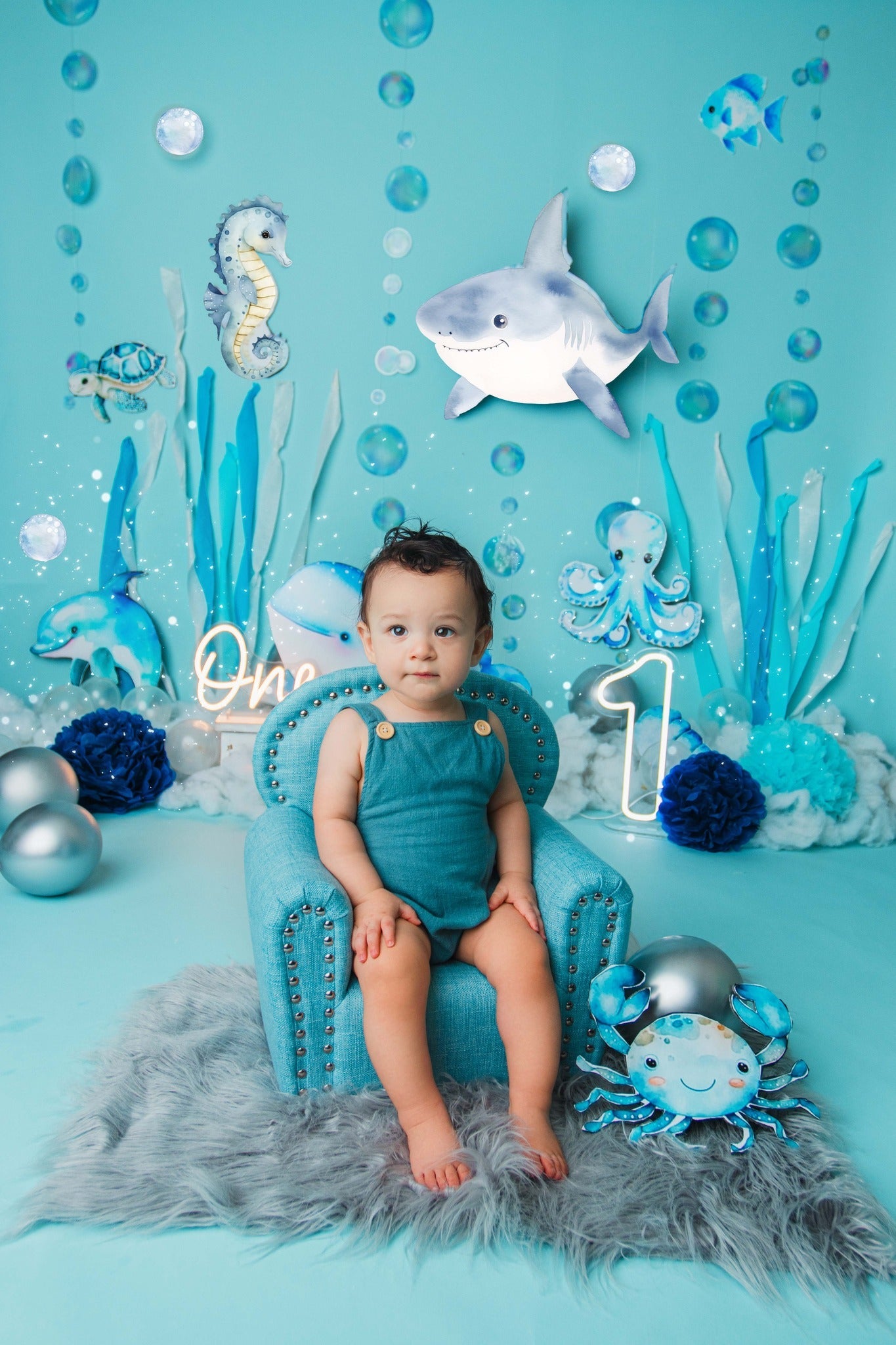 Kate Bleu Mini Fauteuil en tissu avec Rivet Nouveau-né Accessoires de Photographie - Kate Backdrop FR