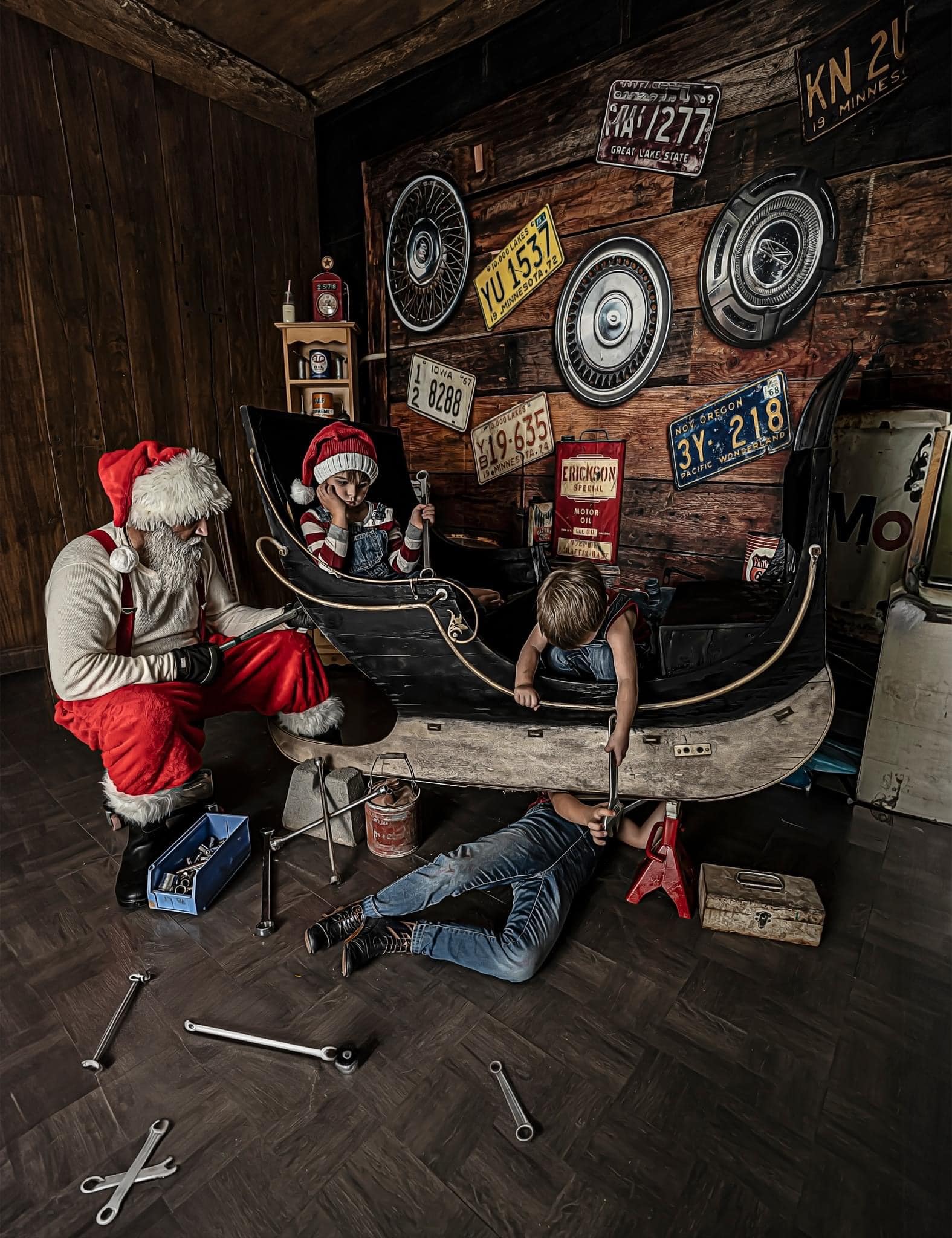 Kate Garage Enfant Fête des Pères Toile de fond conçu par Arica Kirby - Kate Backdrop FR