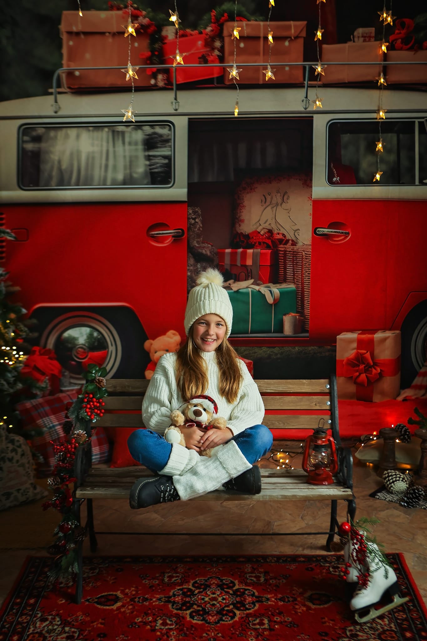 Kate Noël Voiture Rouge Cadeaux Arbre Toile de fond pour la photographie - Kate Backdrop FR