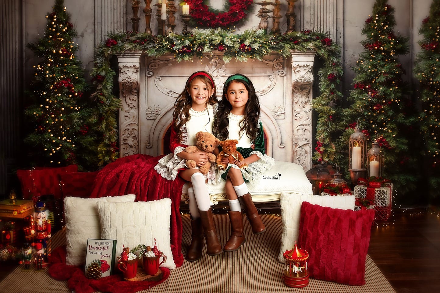 Offres Éclair Kate Noël Cheminée Bougies Rouge Toile de fond en Laine conçue par Emetselch - Kate Backdrop FR