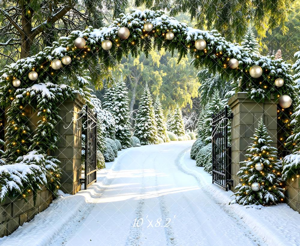 Kate Noël Chemin Arbres Neige Hiver Toile de fond conçue par Mini MakeBelieve - Kate Backdrop FR