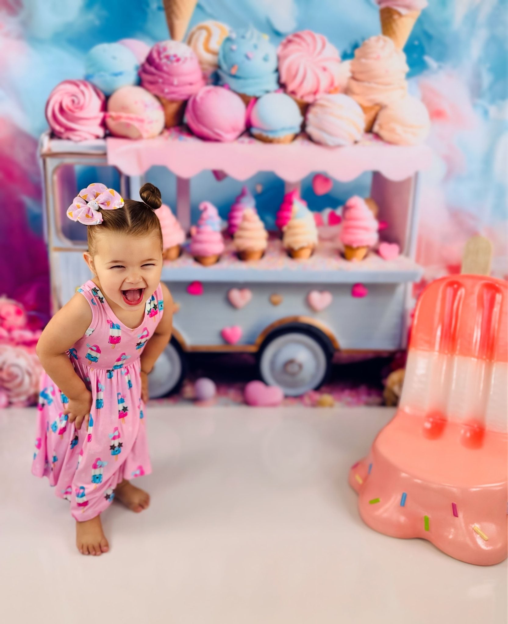 Kate Camion de Glaces Rose Bleu Anniversaire Toile de fond conçue par Emetselch - Kate Backdrop FR
