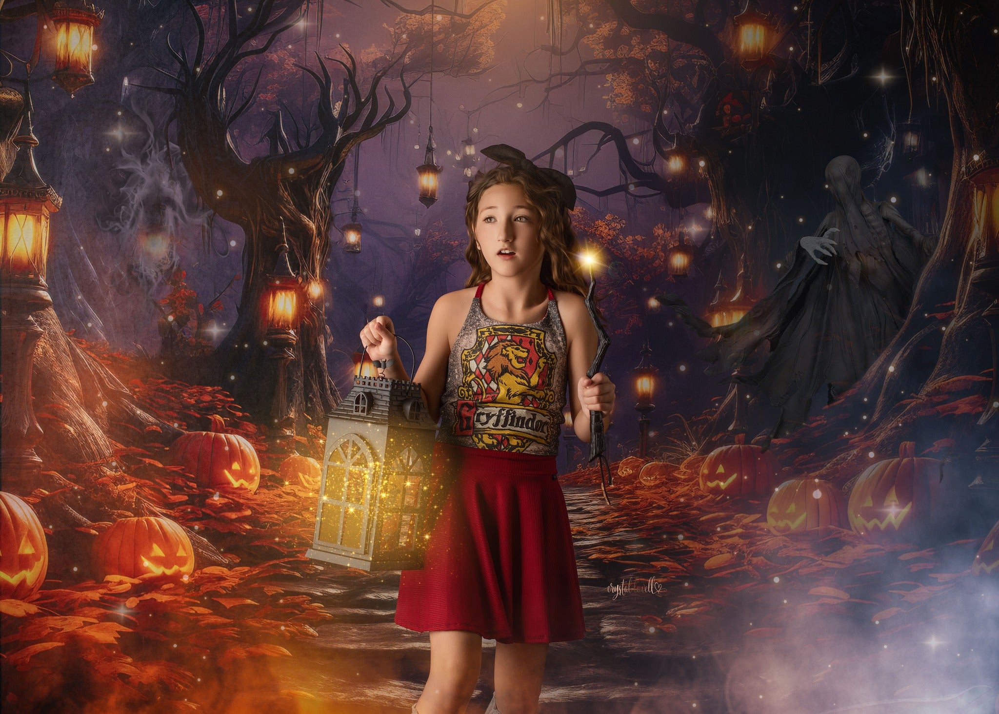 Kate Halloween Citrouille Forêt Lumière Toile de fond conçue par Emetselch - Kate Backdrop FR