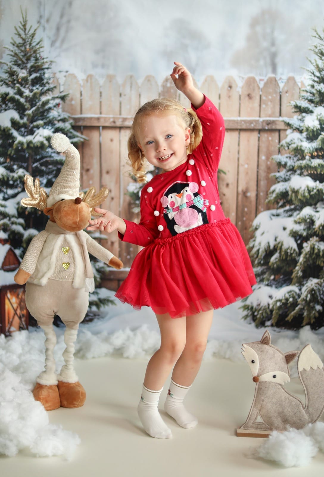 Kate Hiver Extérieur Forêt Sapin de Noël Clôture Toile de fond conçue par Emetselch - Kate Backdrop FR