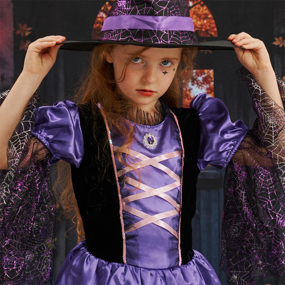 Kate Halloween Noir et Violet Sorcière Robe pour Enfants - Kate Backdrop FR