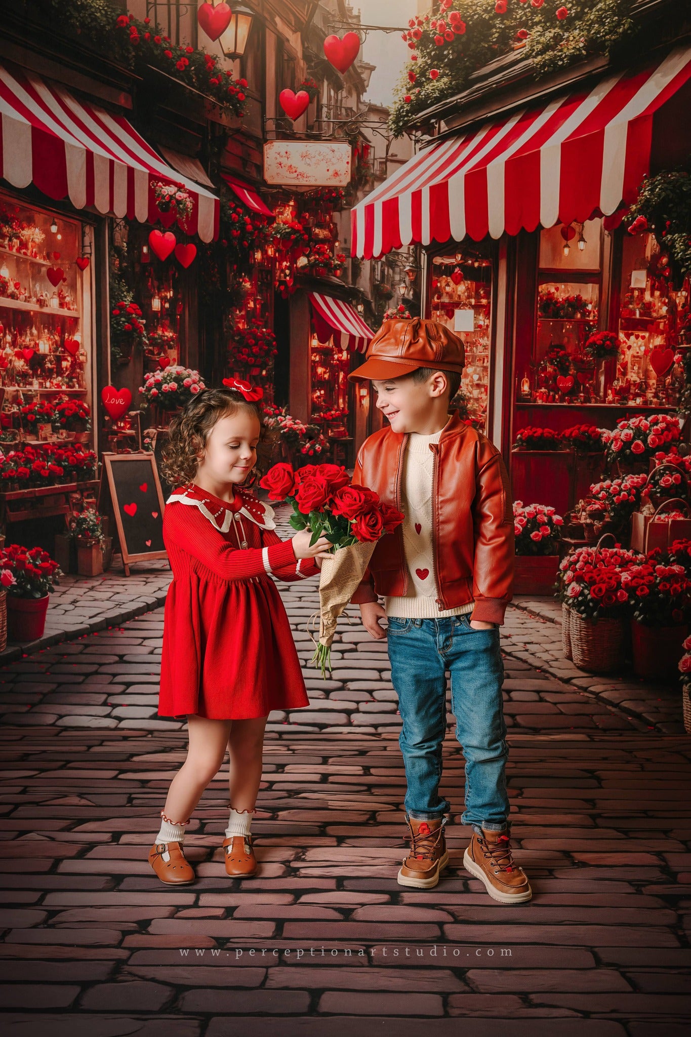 Kate Saint Valentin Boutique de Fleurs Rue Toile de fond conçue par Emetselch - Kate Backdrop FR
