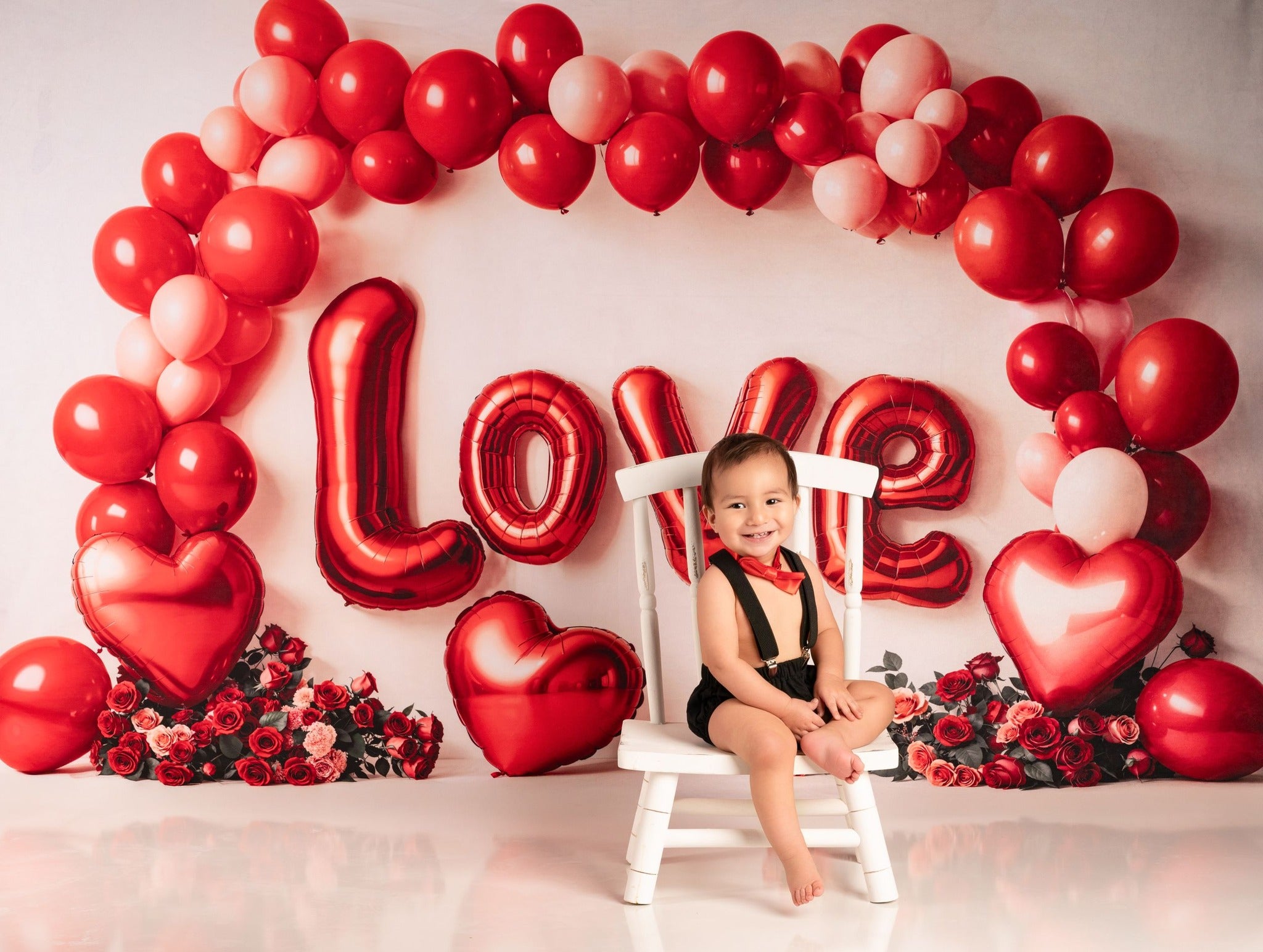 Kate Saint Valentin Roses Arche de ballons Cœur Toile de fond conçue par Emetselch - Kate Backdrop FR