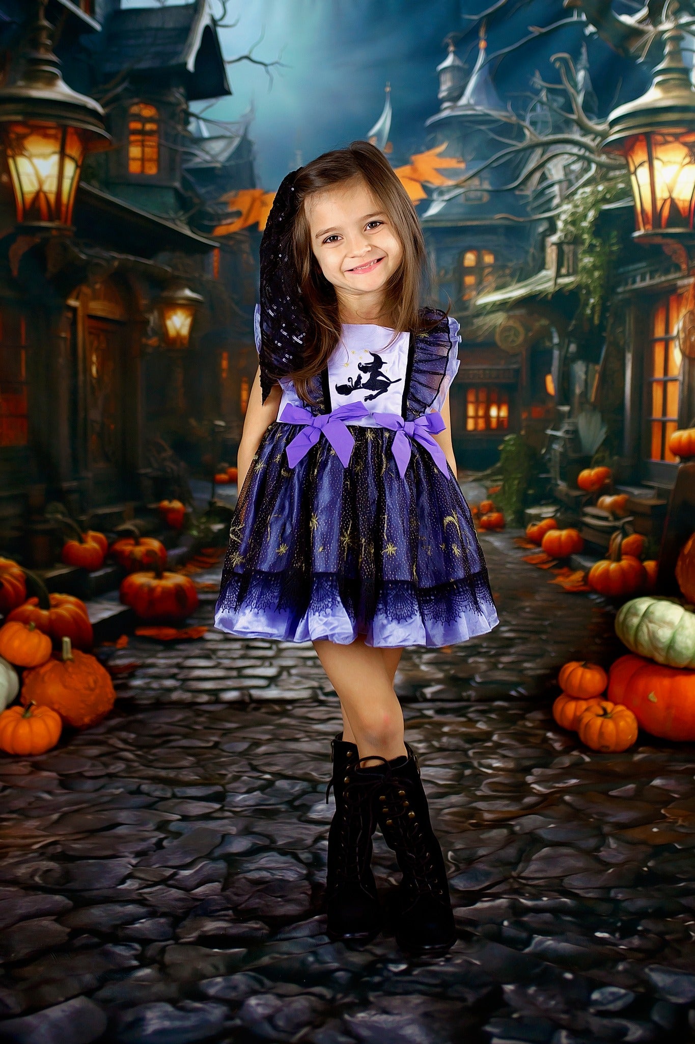 Kate Halloween Rue Citrouille Toile de fond conçu par Emetselch - Kate Backdrop FR