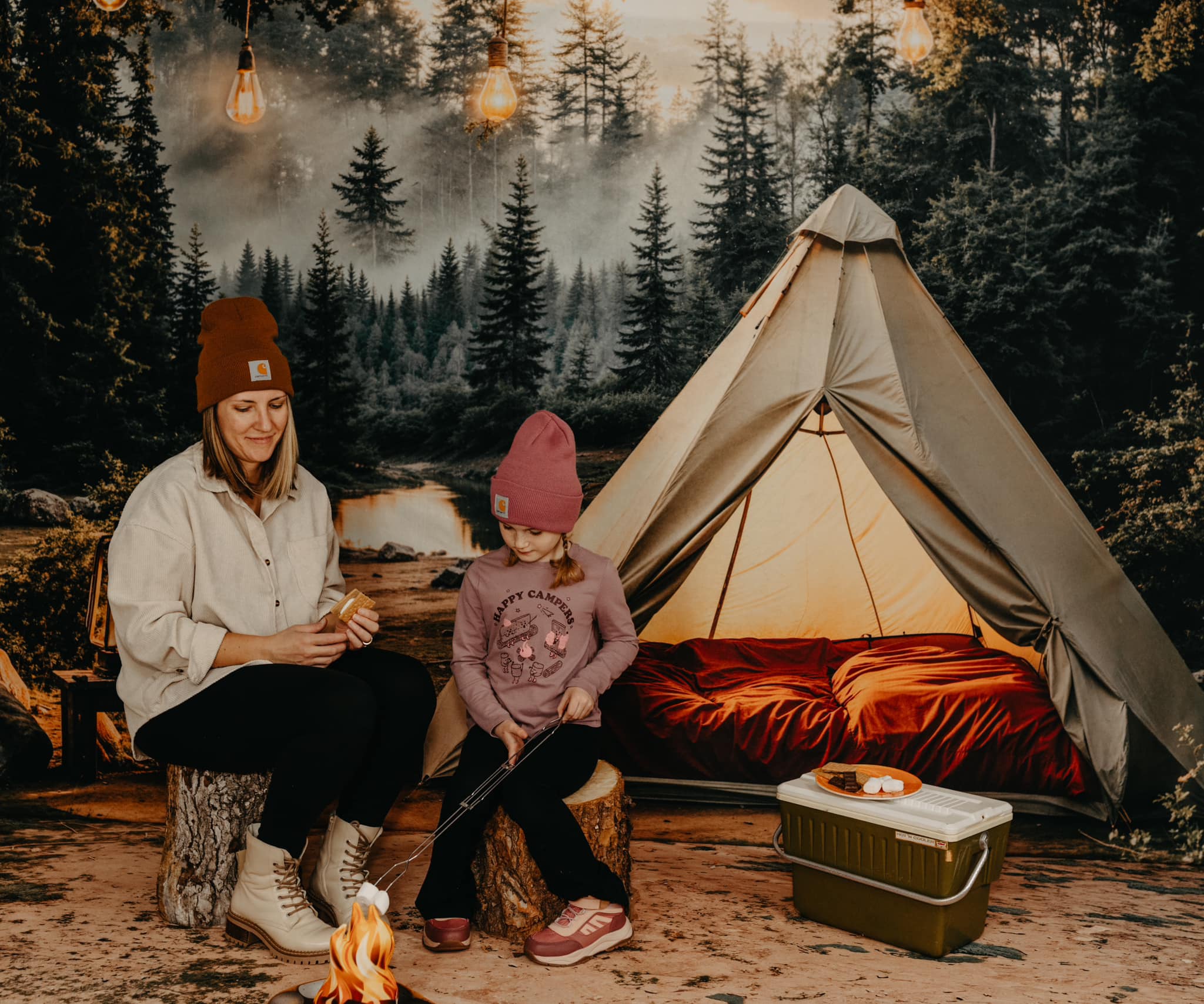 Kate Camping Forêt Tente Lumières Toile de fond conçue par Emetselch - Kate Backdrop FR