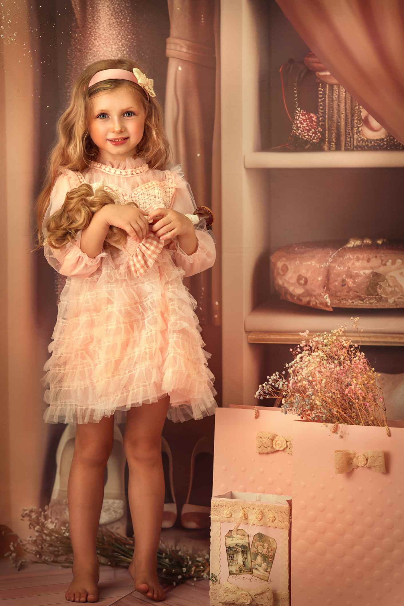 Kate Princesse Robe Rose Placard Toile de fond conçue par Mandy Ringe - Kate Backdrop FR