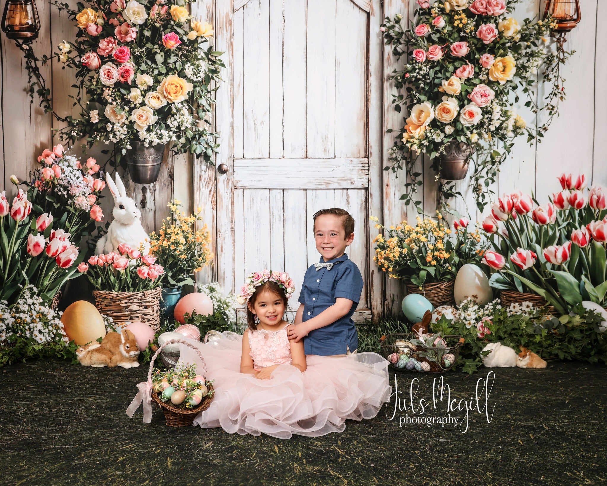 Kate Pâques Lapin Fleurs Panier Porte Toile de fond conçue par Emetselch - Kate Backdrop FR