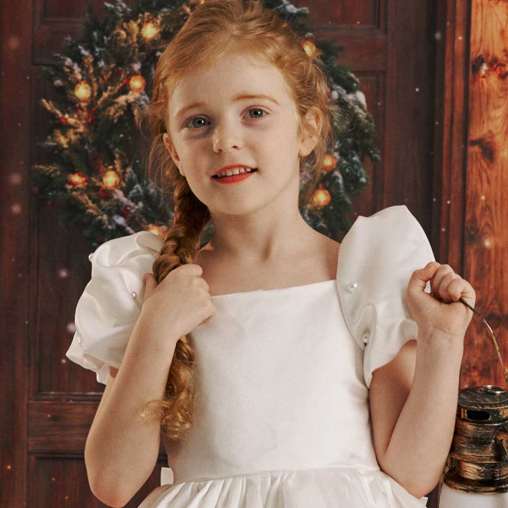 Kate Basique Blanc Fête Robe pour Enfants - Kate Backdrop FR