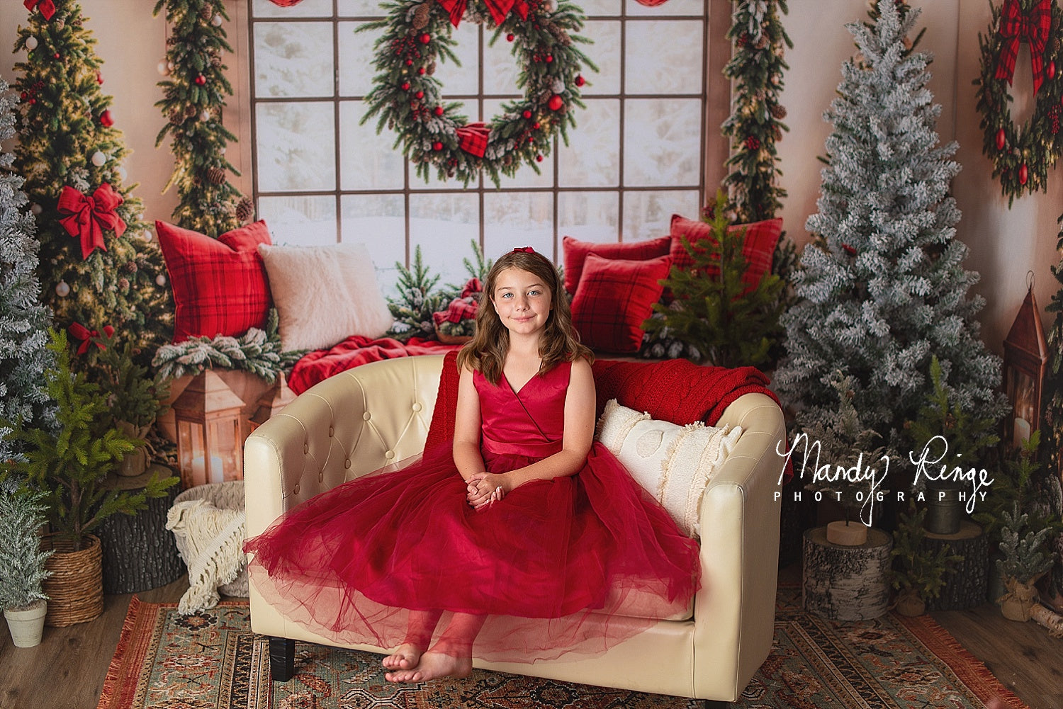 Kate Sapin de Noël Fenêtre Guirlande Couverture Toile de fond conçue par Emetselch - Kate Backdrop FR