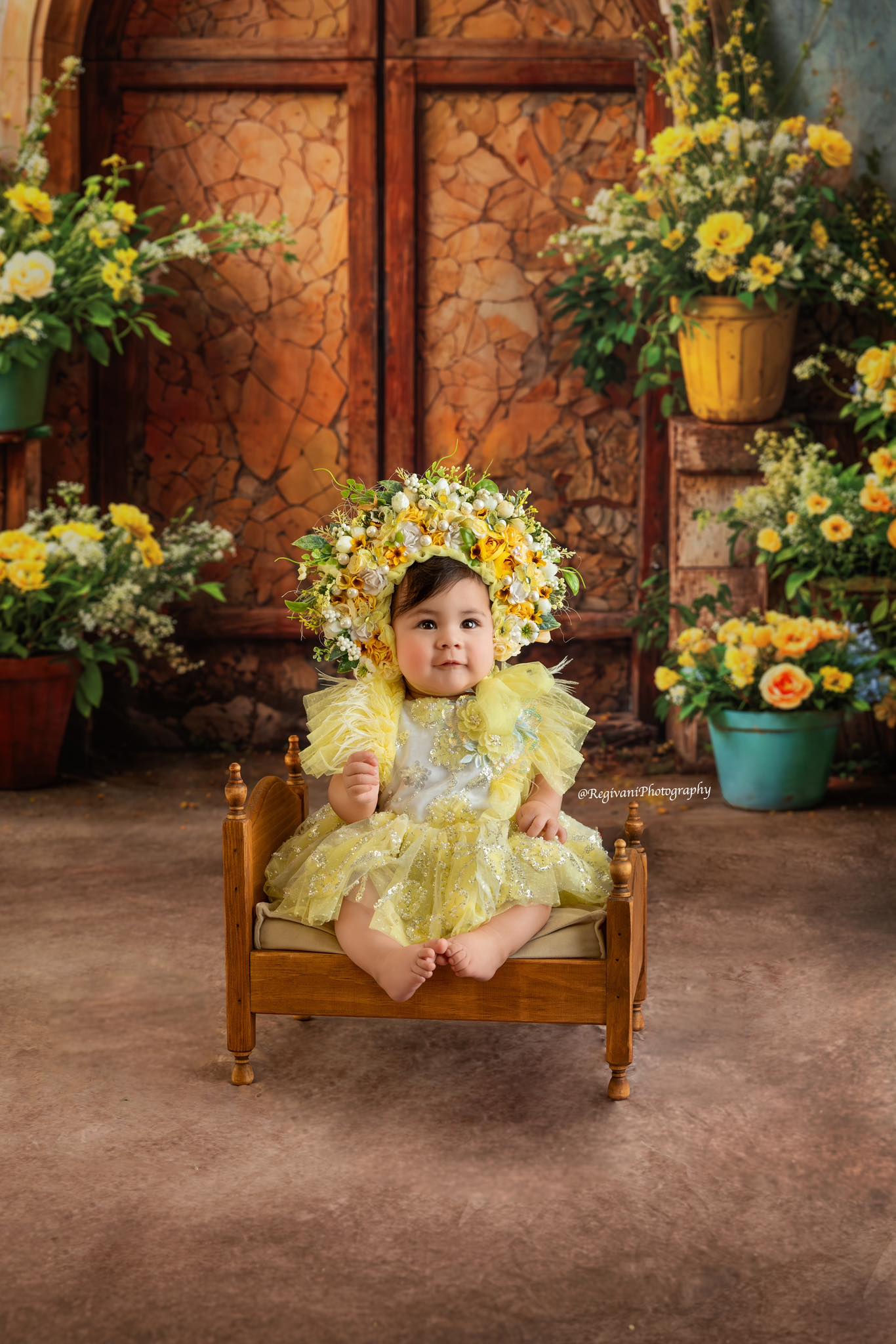 Kate Printemps Fleurs jaunes Vieille Porte Toile de fond conçue par Emetselch - Kate Backdrop FR