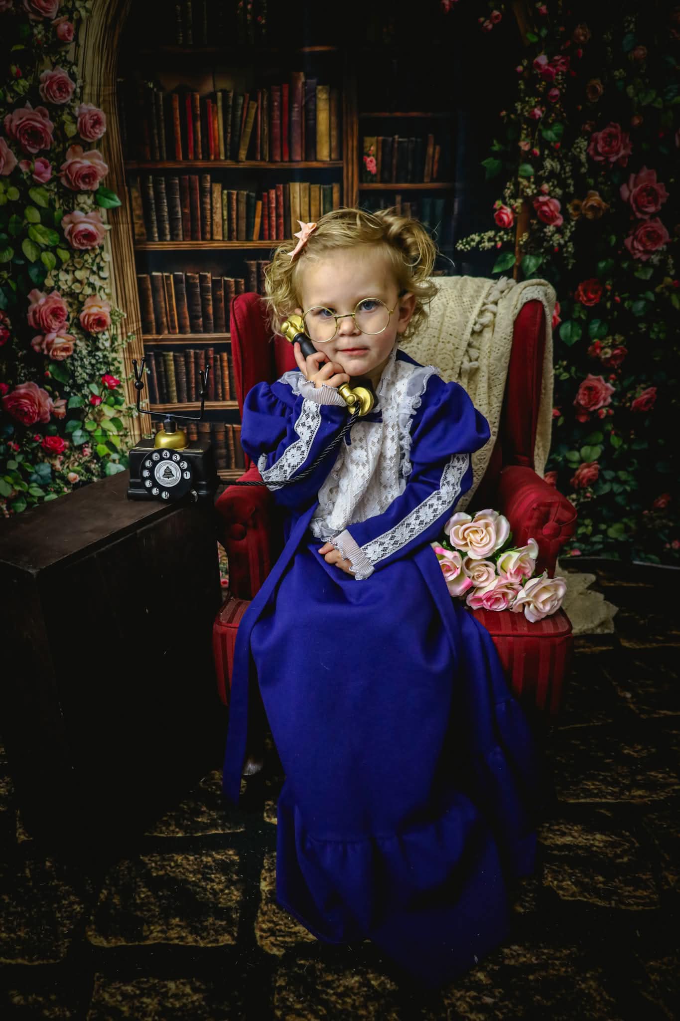 Kate Bibliothèque Fleurs Arche Livres Toile de fond conçue par Emetselch - Kate Backdrop FR