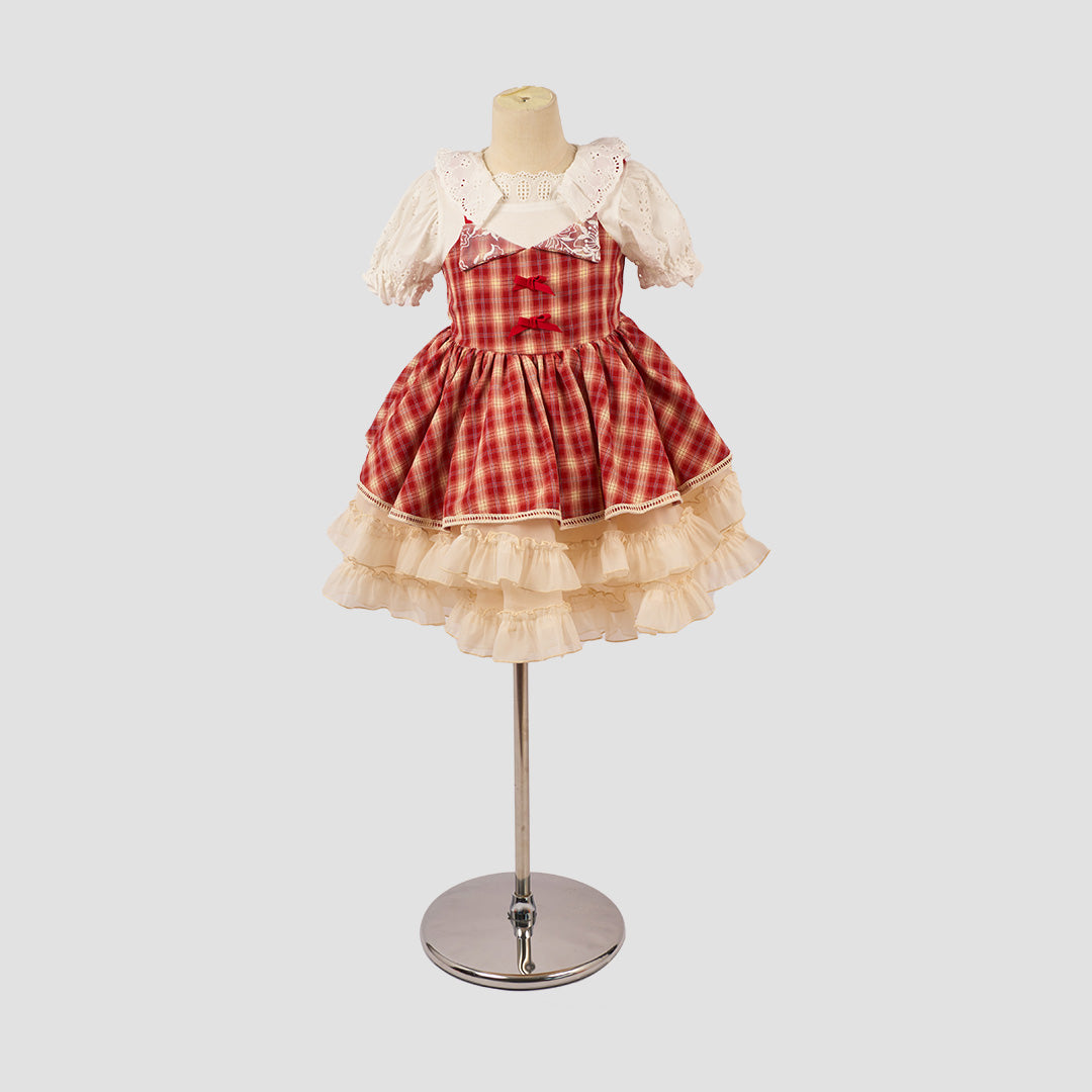 Kate Plaid Rouge Banquet Français Robe Enfant Pour la Photographie - Kate Backdrop FR
