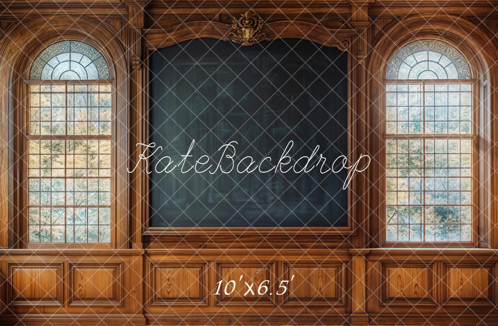 Kate Classe Bois Tableau Noir Fenêtres Toile de fond conçue par Emetselch - Kate Backdrop FR