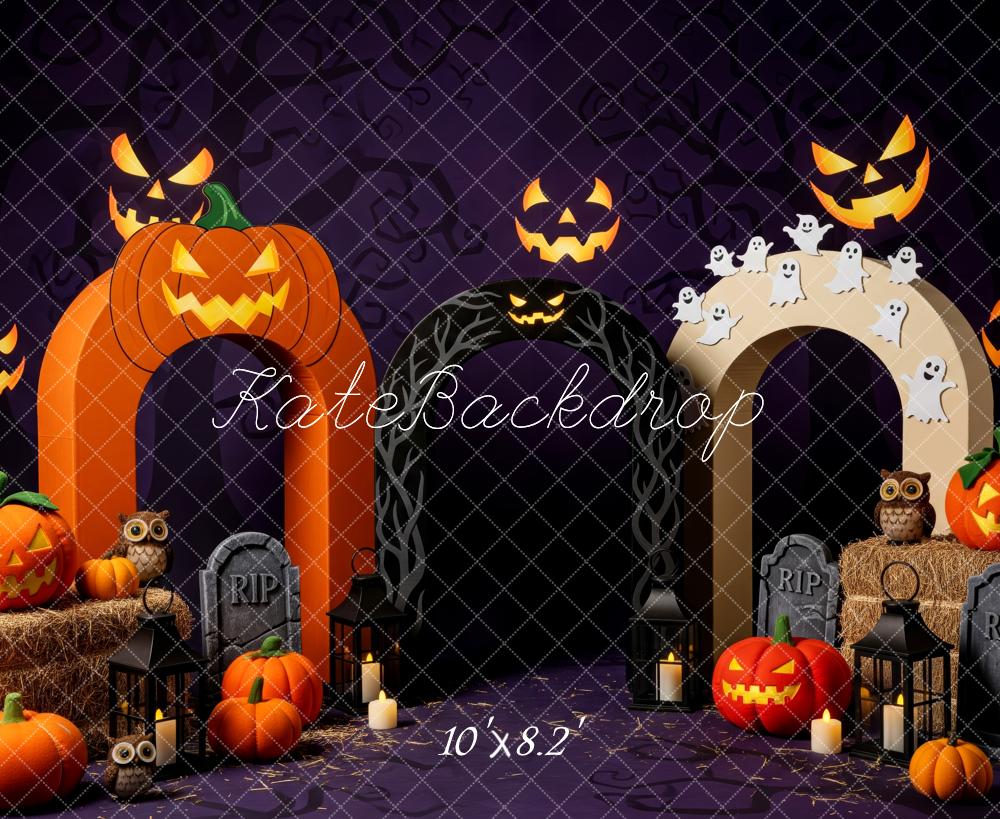 Kate Halloween Citrouille Arches Fantômes Toile de fond conçue par Patty Roberts