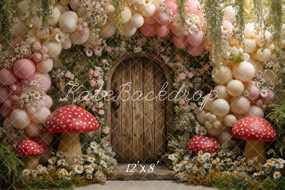 Kate Fée Champignons Porte Fleurs Ballons Toile de fond conçue par Ashley Paul - Kate Backdrop FR