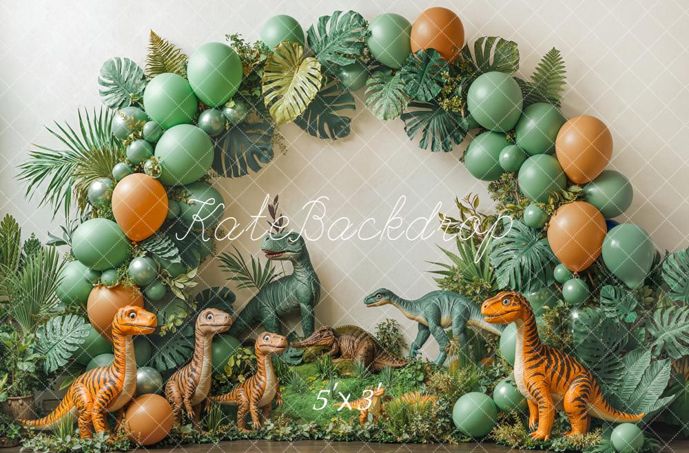 Kate Dinosaure Arc Ballons Feuillage Toile de fond conçue par Emetselch - Kate Backdrop FR