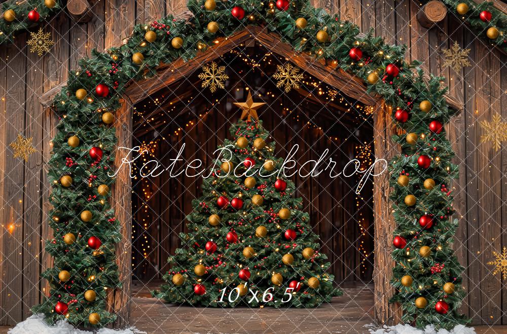 Kate Sapin de Noël Chalet Décorations Toile de fond conçue par Mini MakeBelieve - Kate Backdrop FR