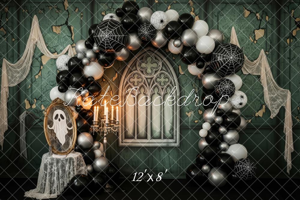 Kate Halloween Arche Ballons Toiles Araignées Toile de fond conçue par Patty Roberts