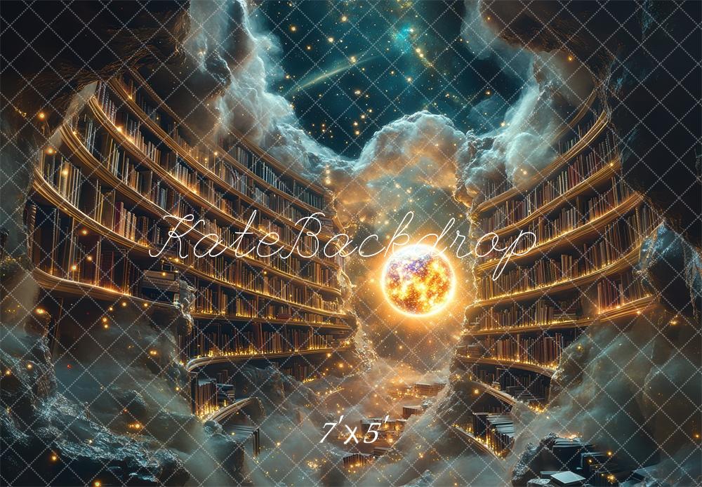 Kate Bibliothèque Magique Nuages Étoiles Toile de fond conçue par Mini MakeBelieve - Kate Backdrop FR