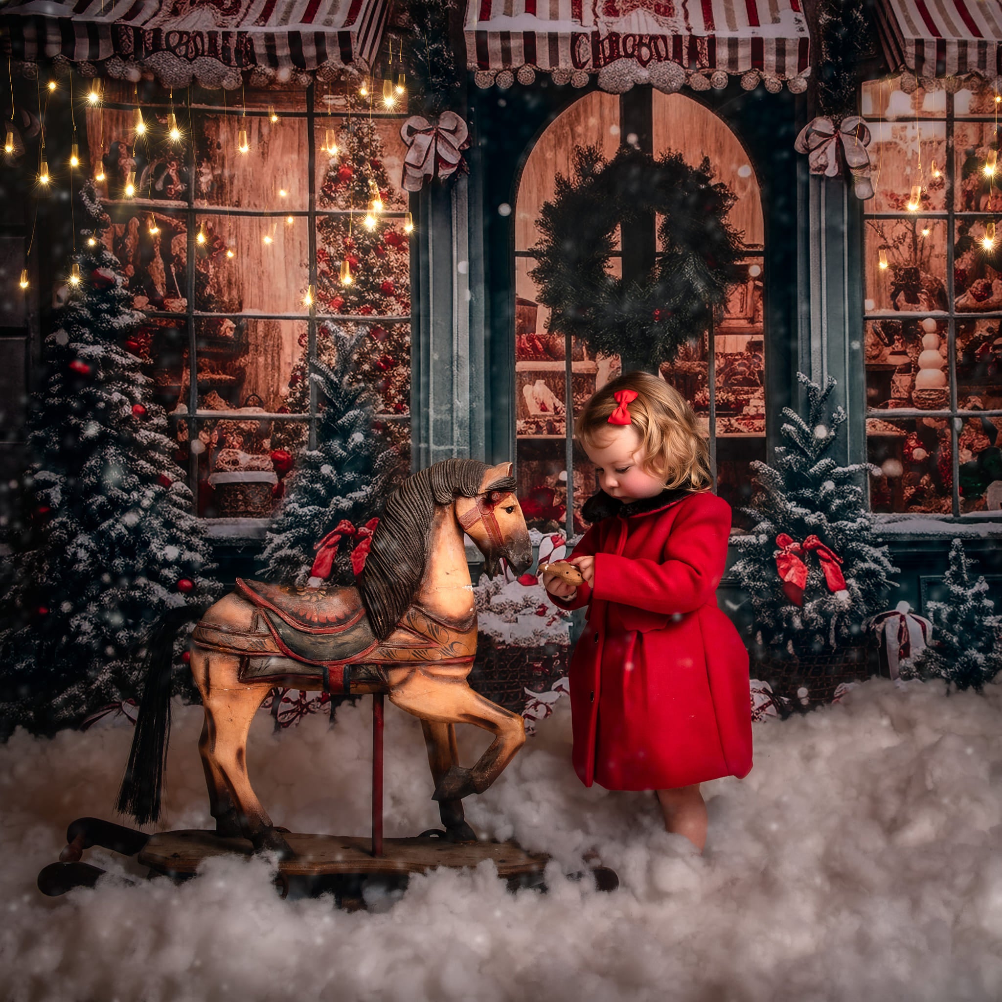 Kate Sapin de Noël Boutique Neige Toile de fond pour la photographie