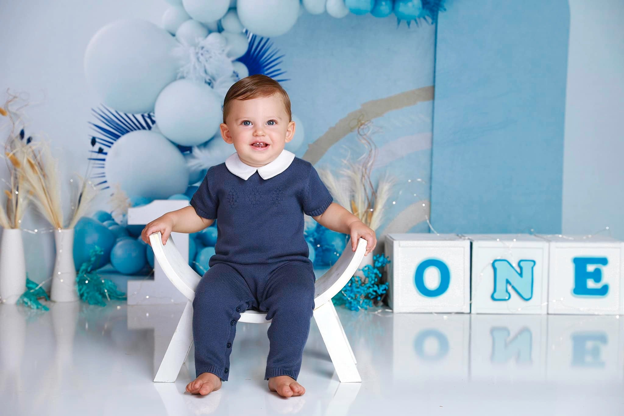 Kate Ballons Boho Bleu Enfant Toile de fond conçue par Uta Mueller Photographie - Kate Backdrop FR