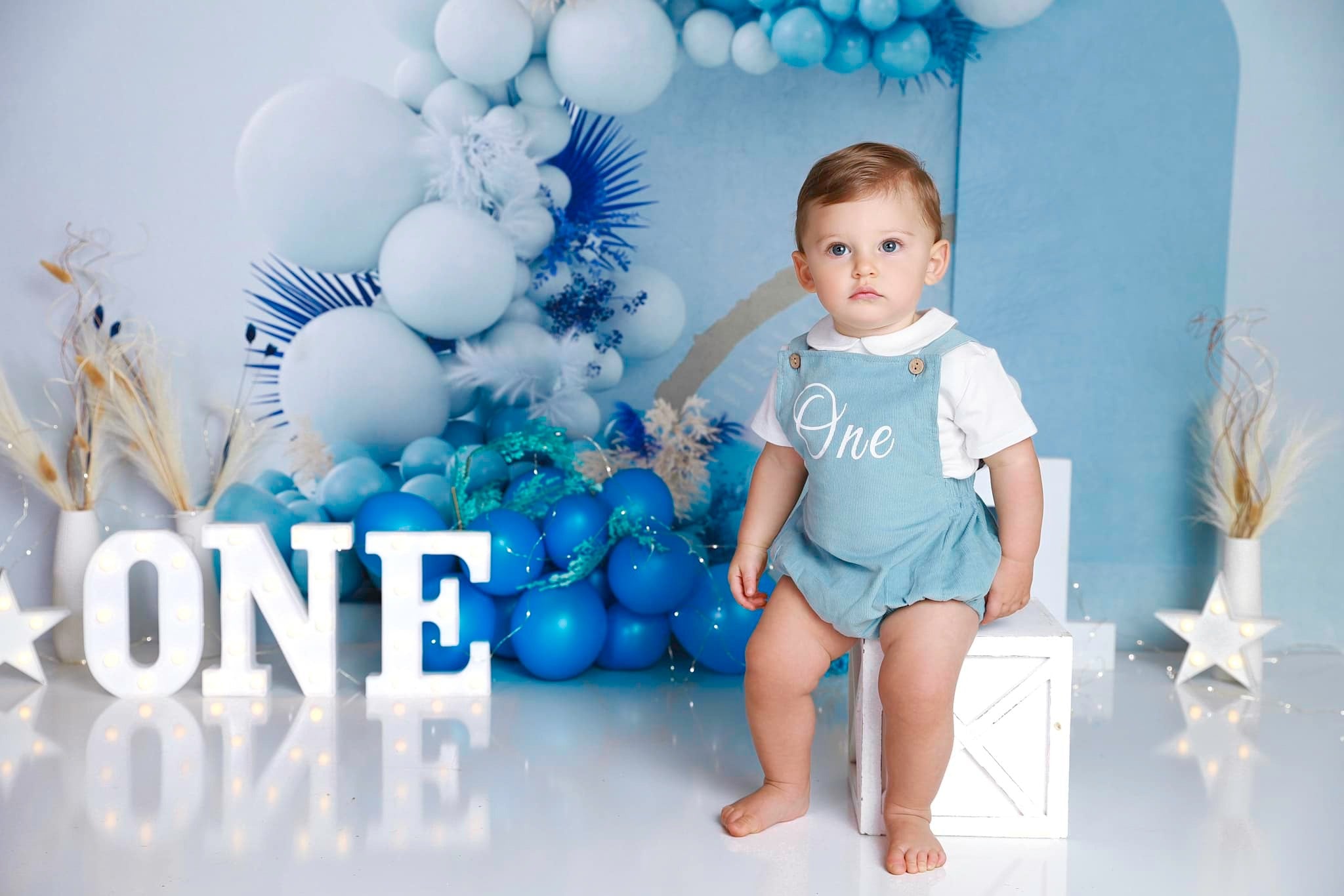 Kate Ballons Boho Bleu Enfant Toile de fond conçue par Uta Mueller Photographie - Kate Backdrop FR