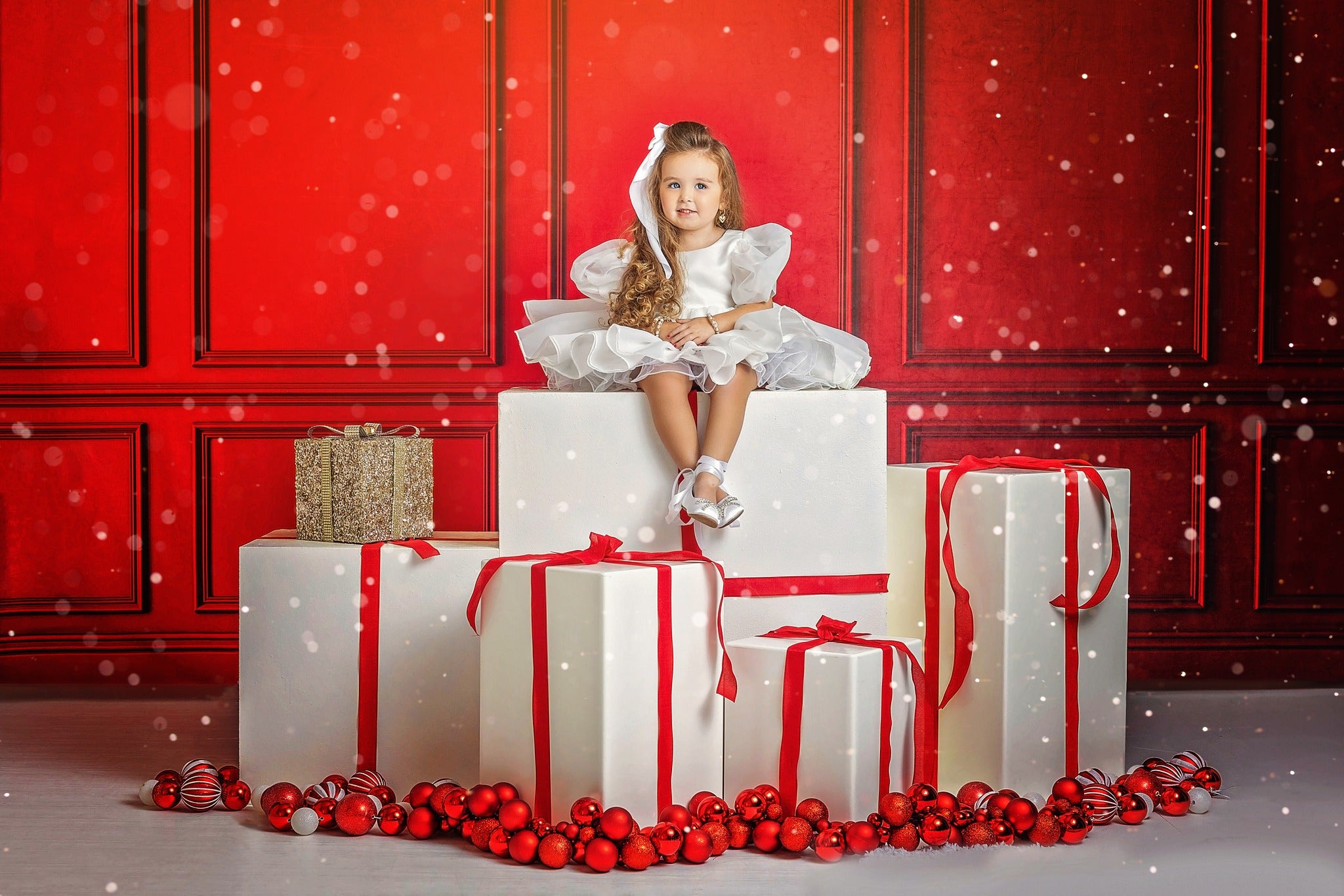 Kate Mur Vintage Rouge Photo de famille Toile de fond pour la photographie - Kate Backdrop FR