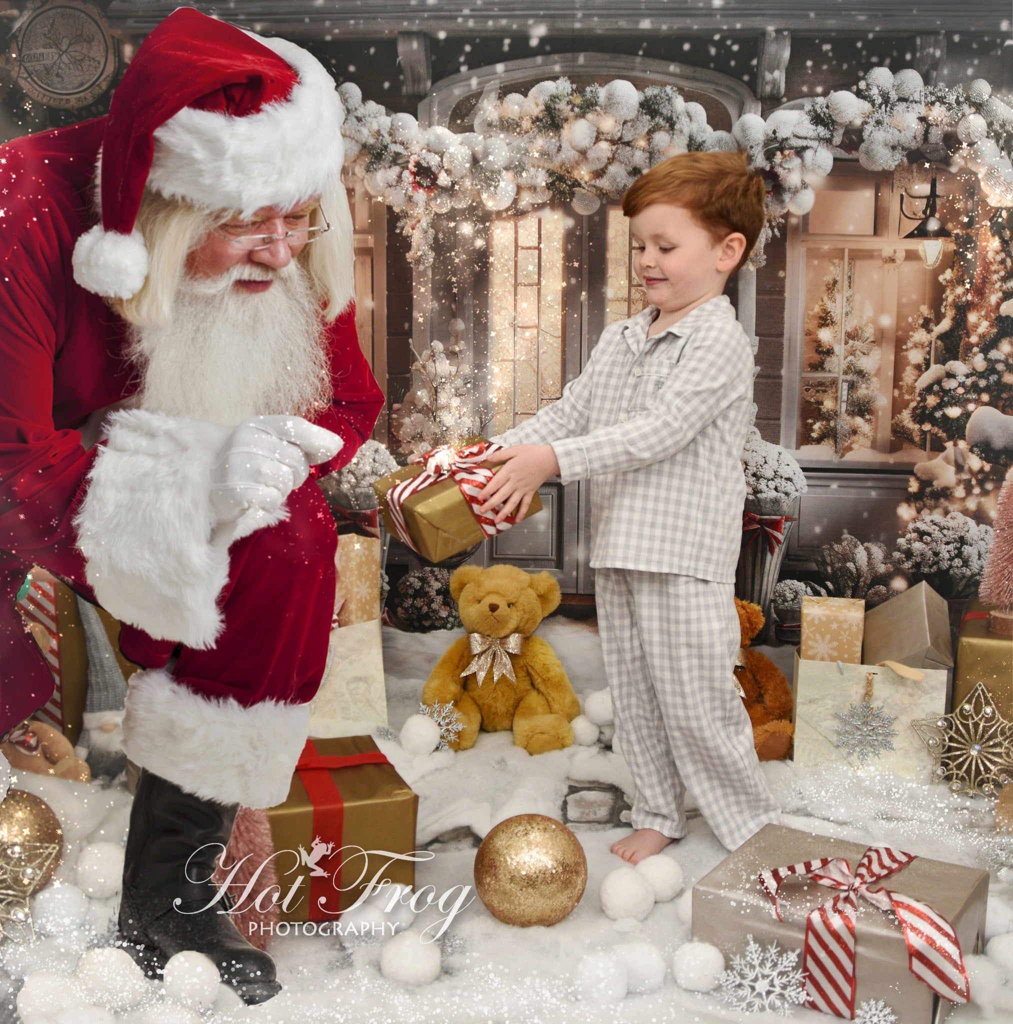 Kate Hiver Noël Maison Neige Lumière Toile de fond conçue par Emetselch - Kate Backdrop FR