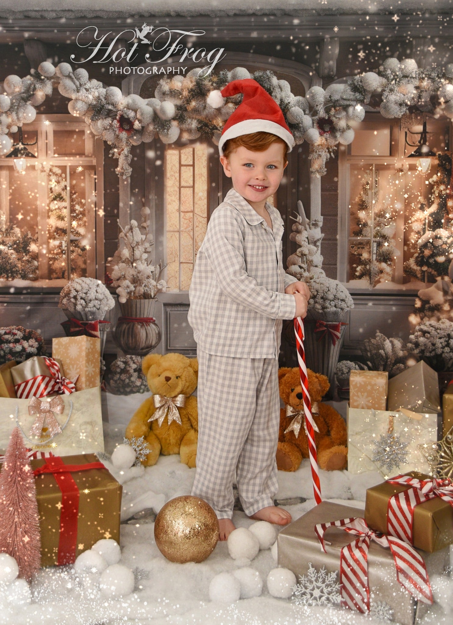 Kate Hiver Noël Maison Neige Lumière Toile de fond conçue par Emetselch - Kate Backdrop FR