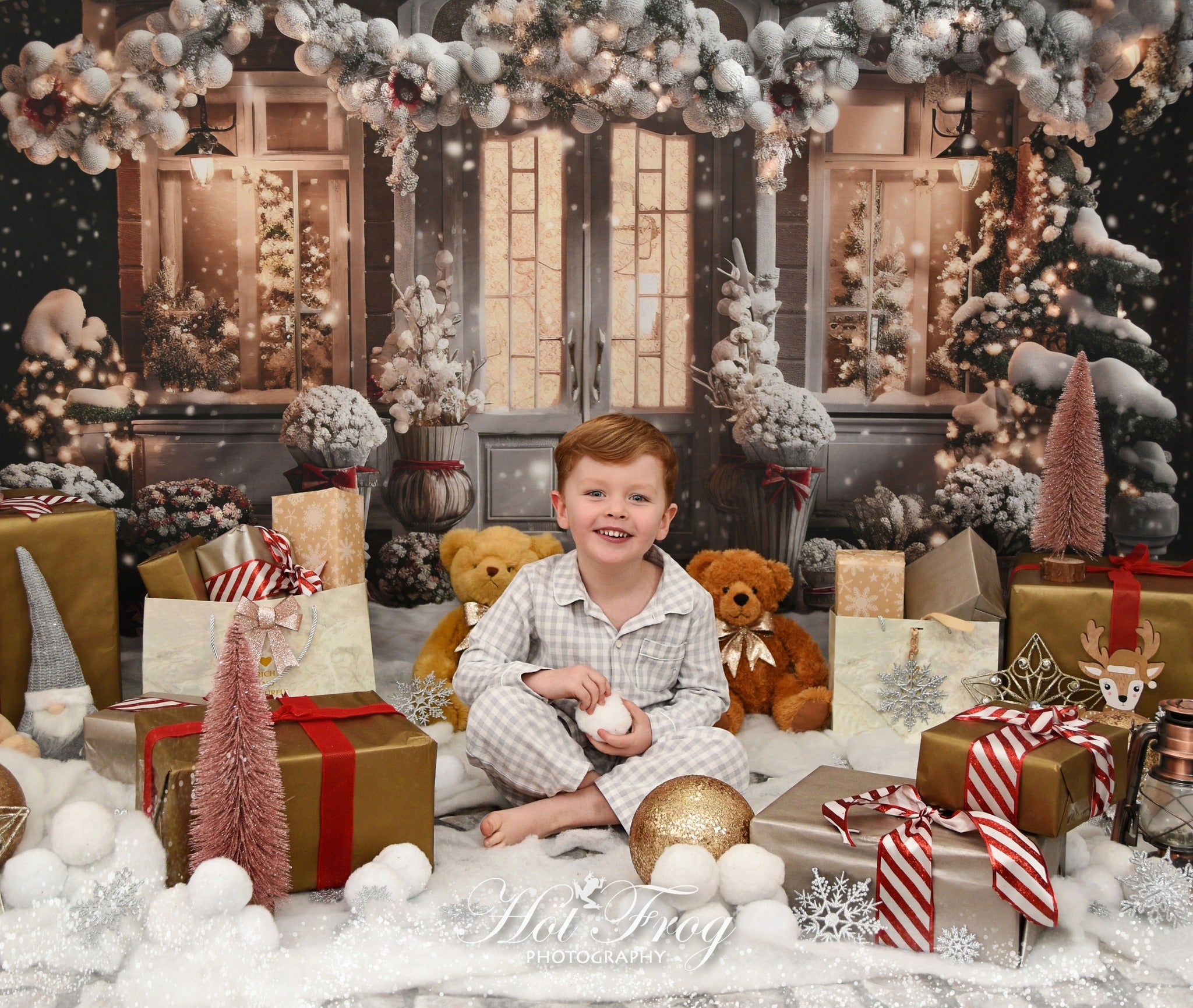 Kate Hiver Noël Maison Neige Lumière Toile de fond conçue par Emetselch - Kate Backdrop FR