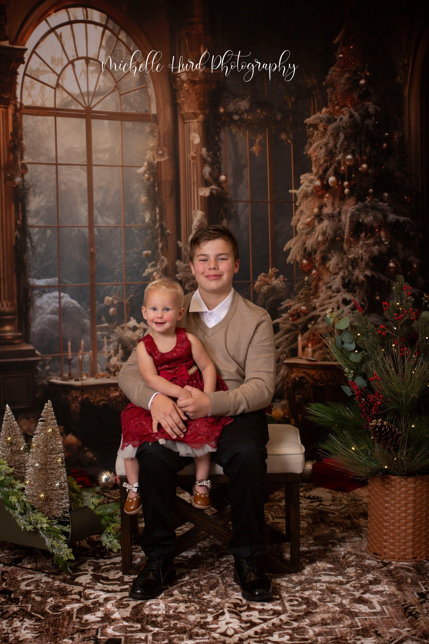 Kate Fenêtre Vintage Sapin de Noël Toile de fond pour la photographie - Kate Backdrop FR