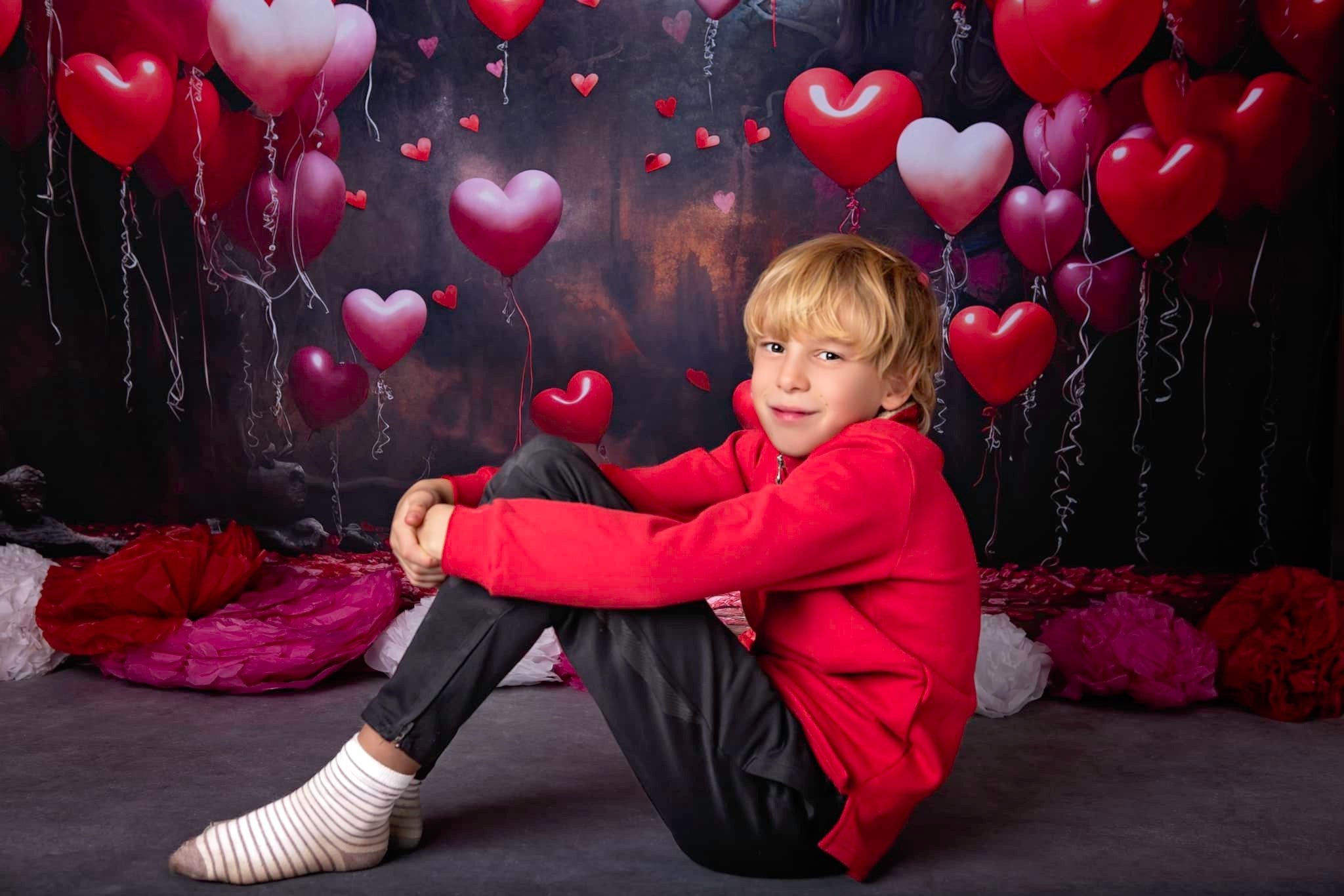 Kate Saint Valentin Ballons d'amour Rouge Toile de fond pour la photographie - Kate Backdrop FR