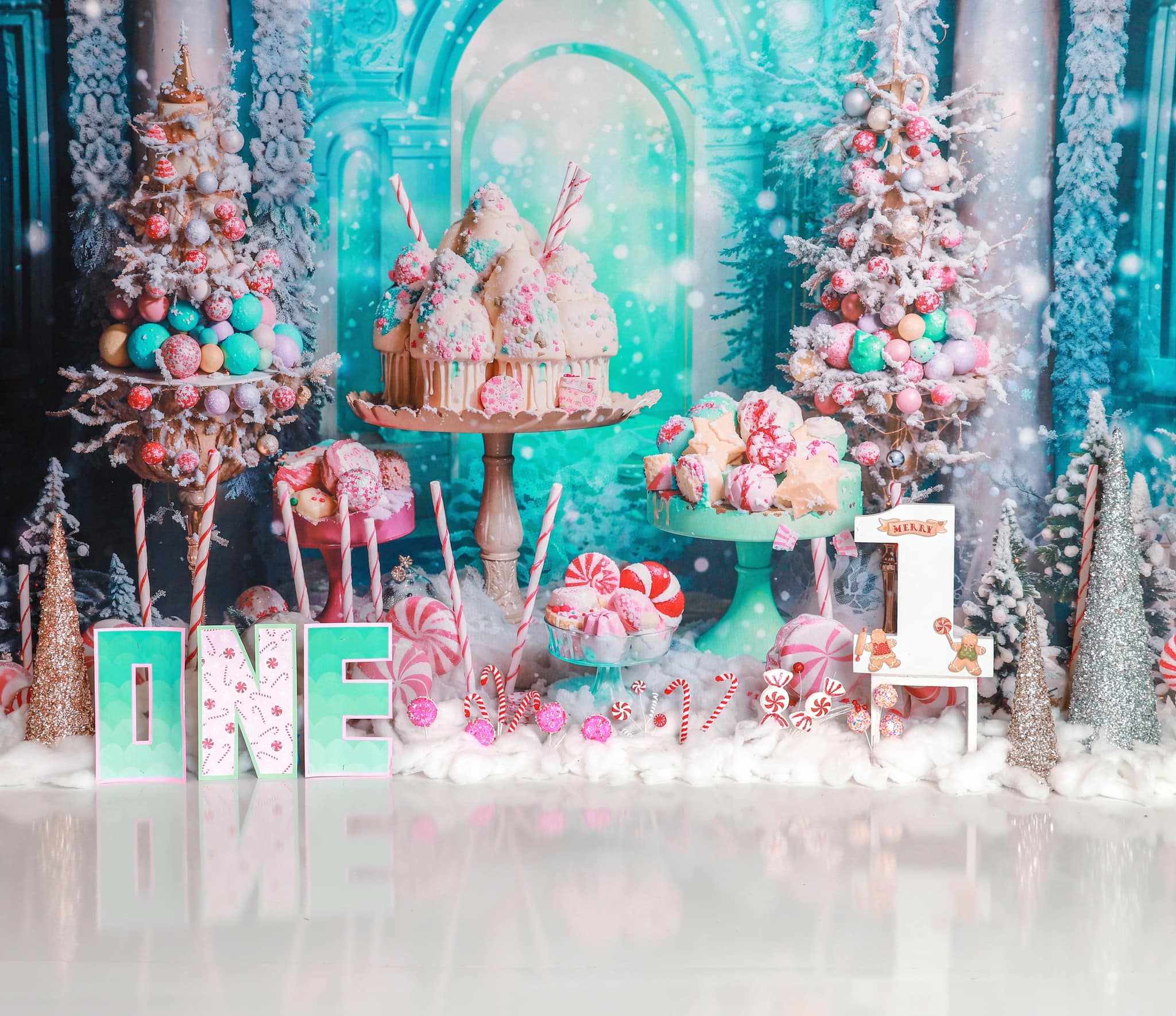 Kate Hiver Bonbons Gâteau Neige Toile de fond conçu par Emetselch - Kate Backdrop FR