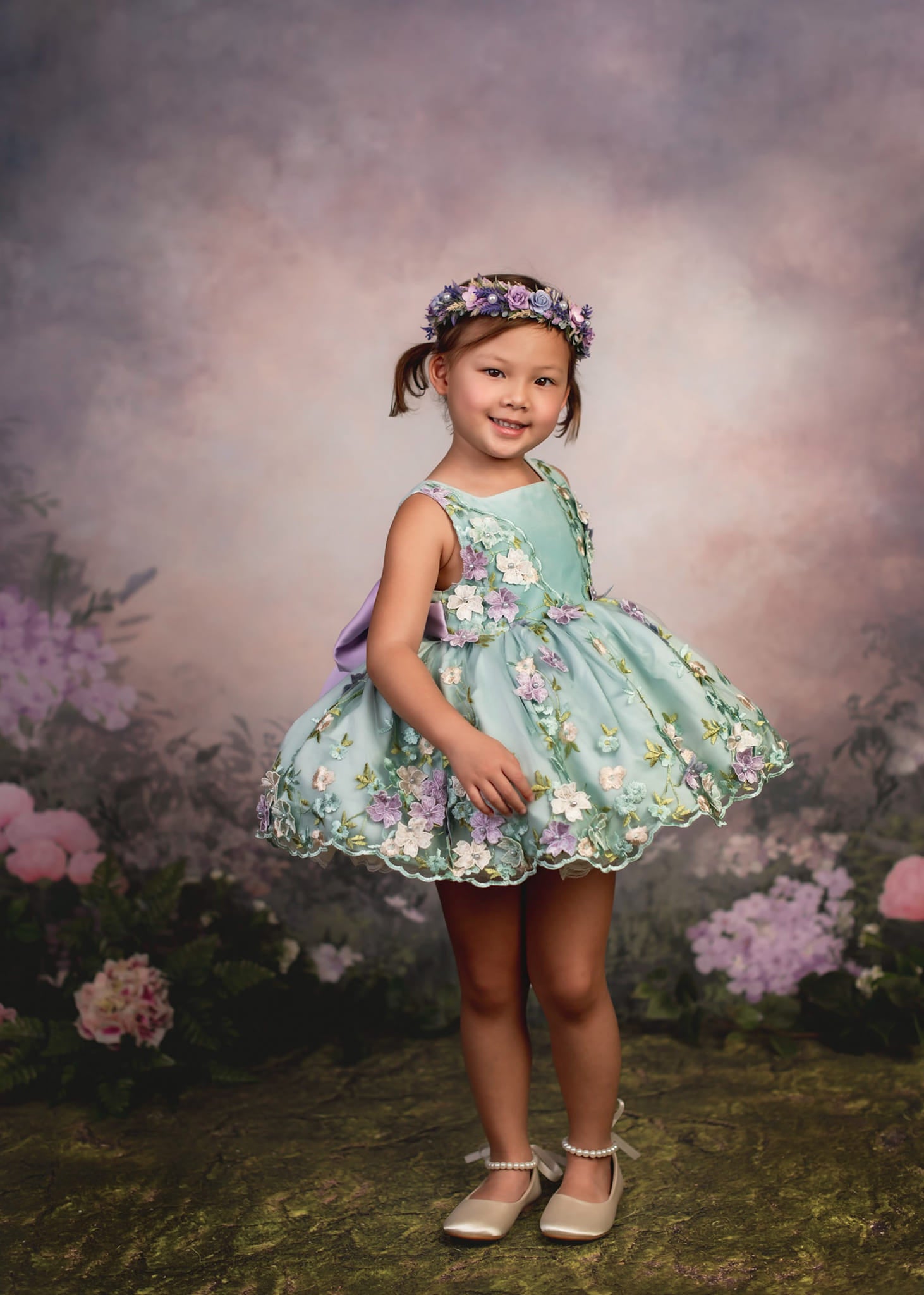 Kate Printemps Jardin Fleurs Violet Toile de fond conçue par GQ - Kate Backdrop FR