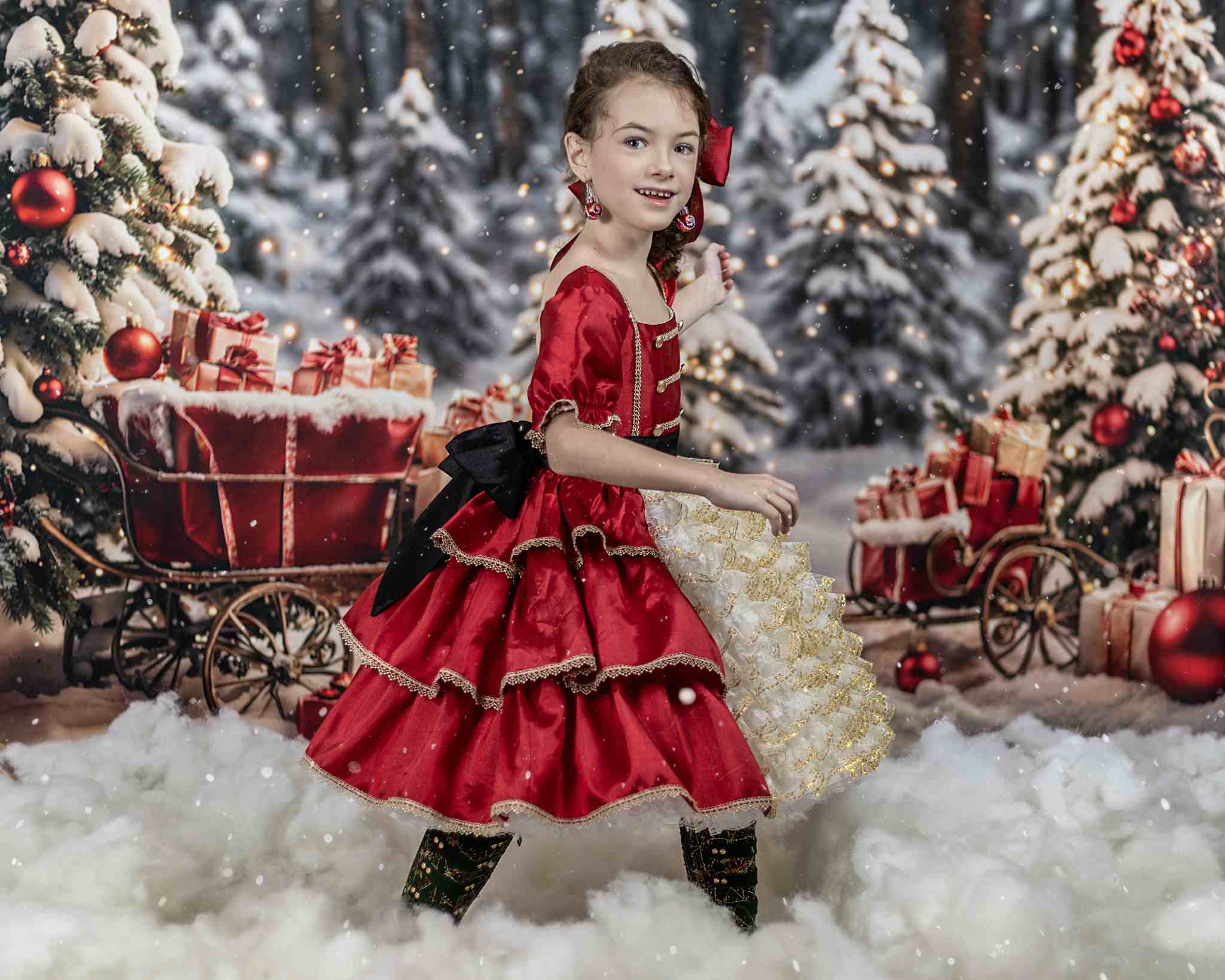 Kate Sapin de Noël Extérieur Neige Cadeaux Toile de fond pour la photographie - Kate Backdrop FR