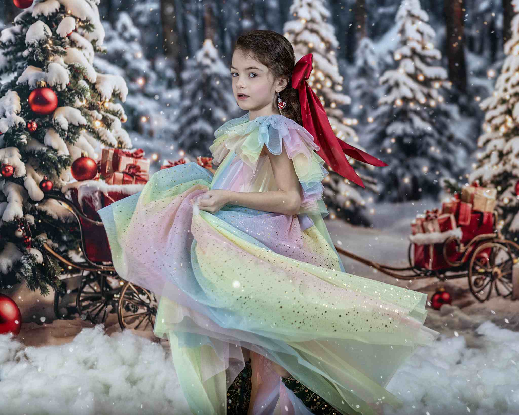 Kate Sapin de Noël Extérieur Neige Cadeaux Toile de fond pour la photographie - Kate Backdrop FR