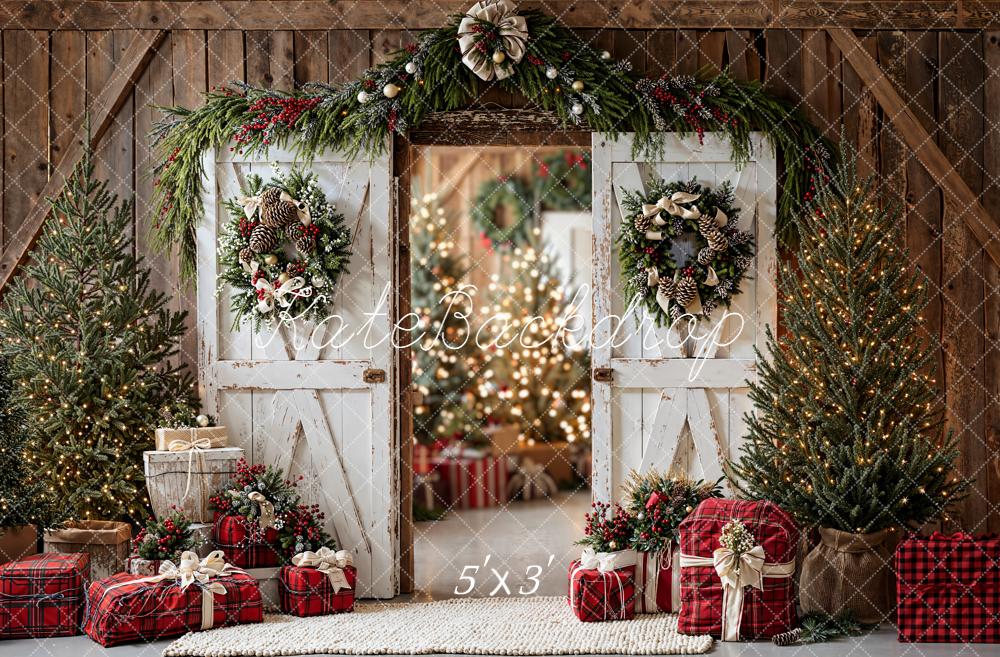 Kate Noël Sapin Cadeaux Porte Lumière Toile de fond conçue par Emetselch - Kate Backdrop FR