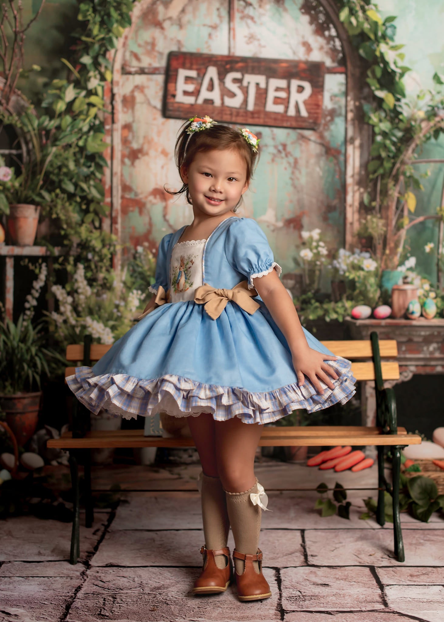 Kate Pâques Vert Plante Pierre Lapin Fenêtre Toile de fond conçue par Emetselch - Kate Backdrop FR