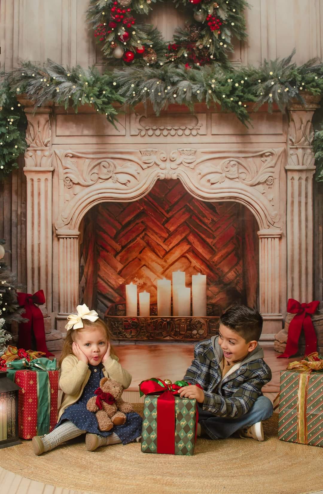 Offres Éclair Kate Noël Cheminée Bougies Rouge Toile de fond en Laine conçue par Emetselch - Kate Backdrop FR