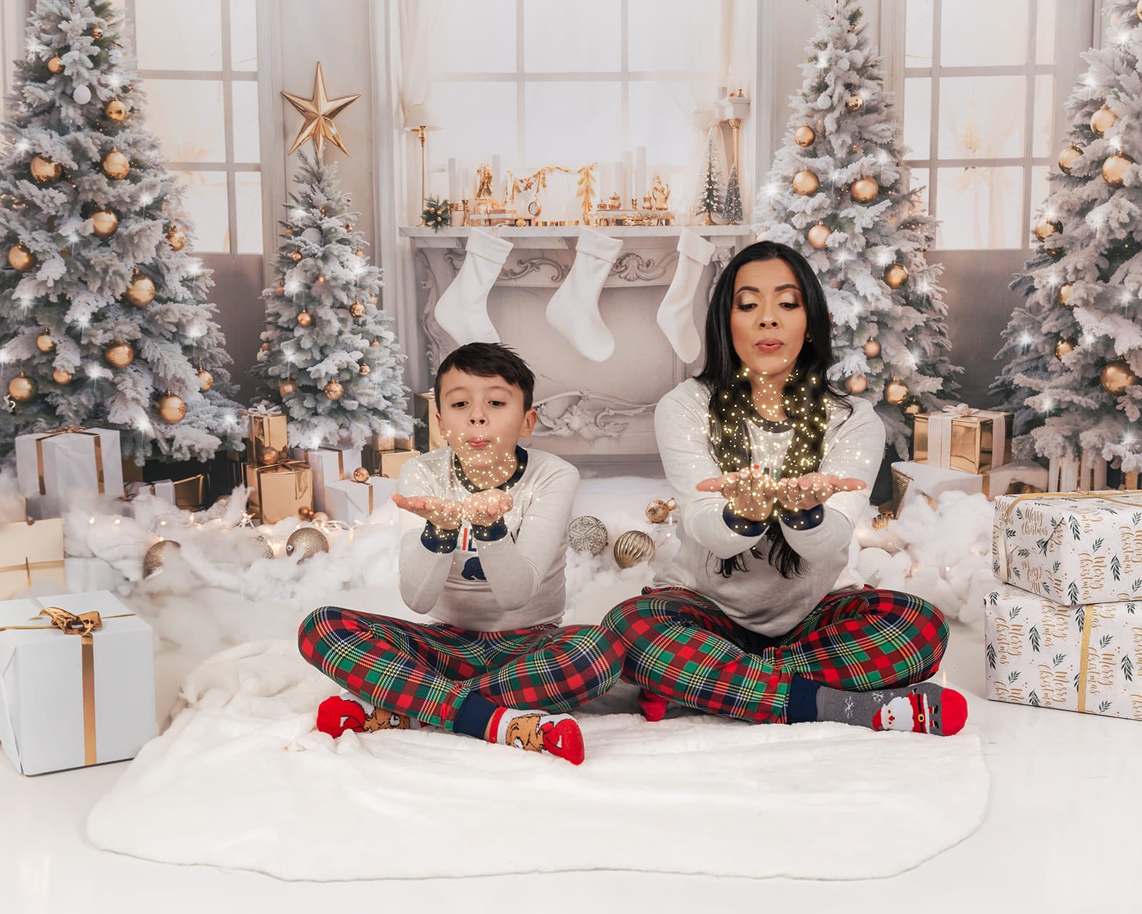 Kate Noël Fenêtre Arbres Cadeaux Doré Toile de fond pour la photographie - Kate Backdrop FR