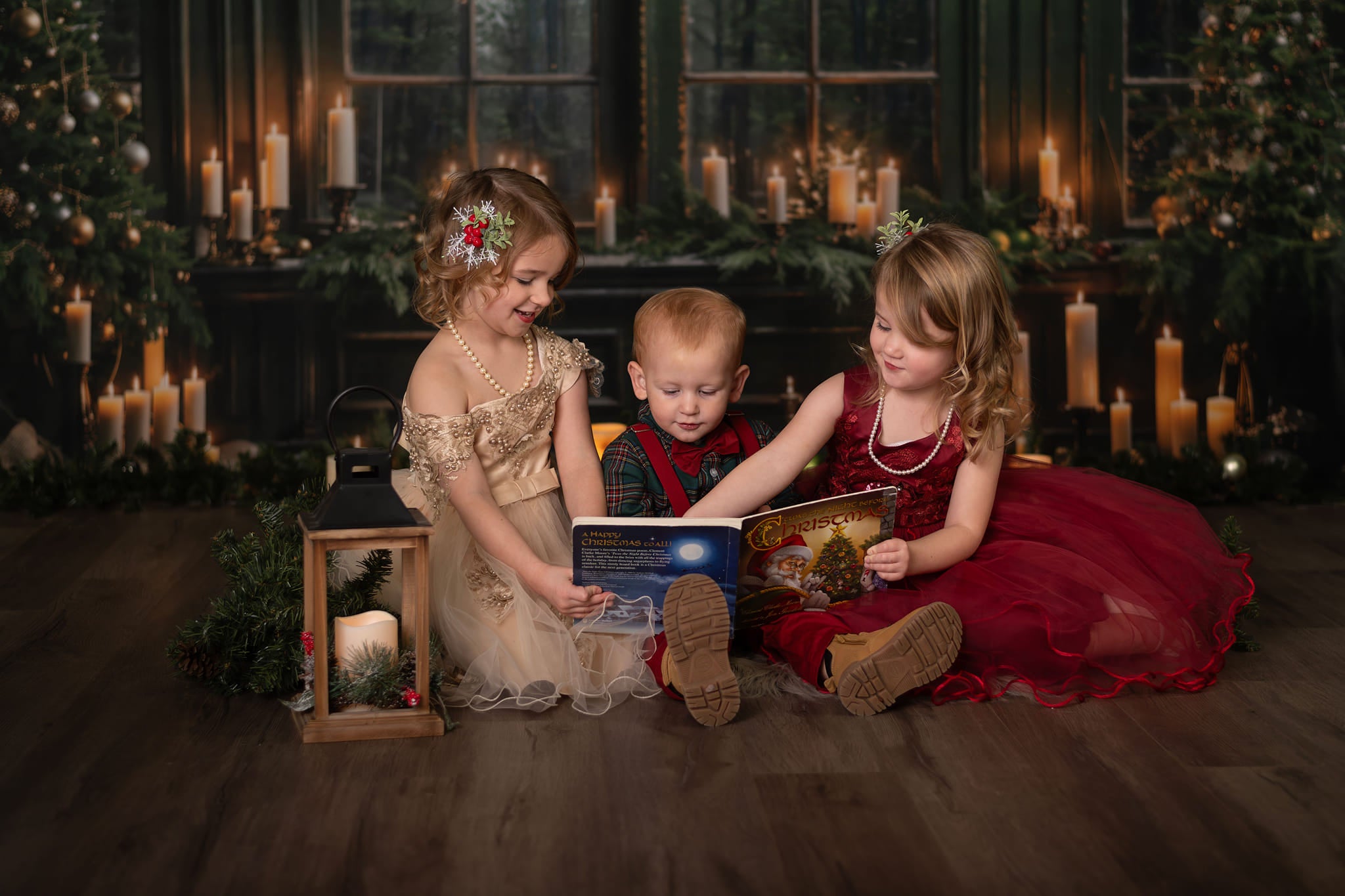 Kate Noël Vert Fenêtre Bougies Toile de fond conçu par Emetselch - Kate Backdrop FR