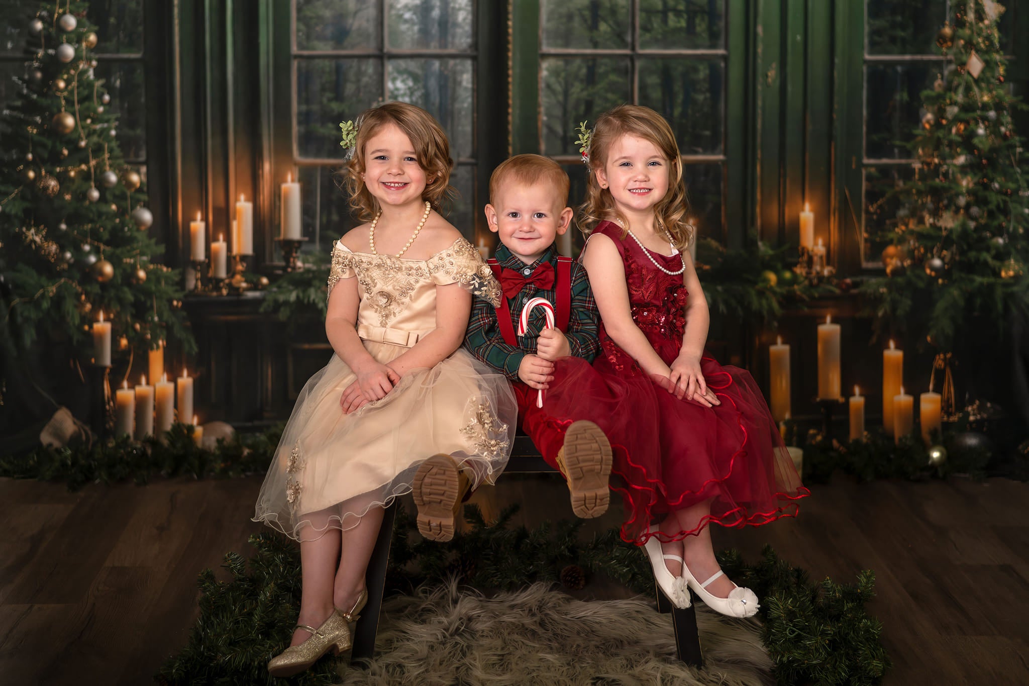 Kate Noël Vert Fenêtre Bougies Toile de fond conçu par Emetselch - Kate Backdrop FR