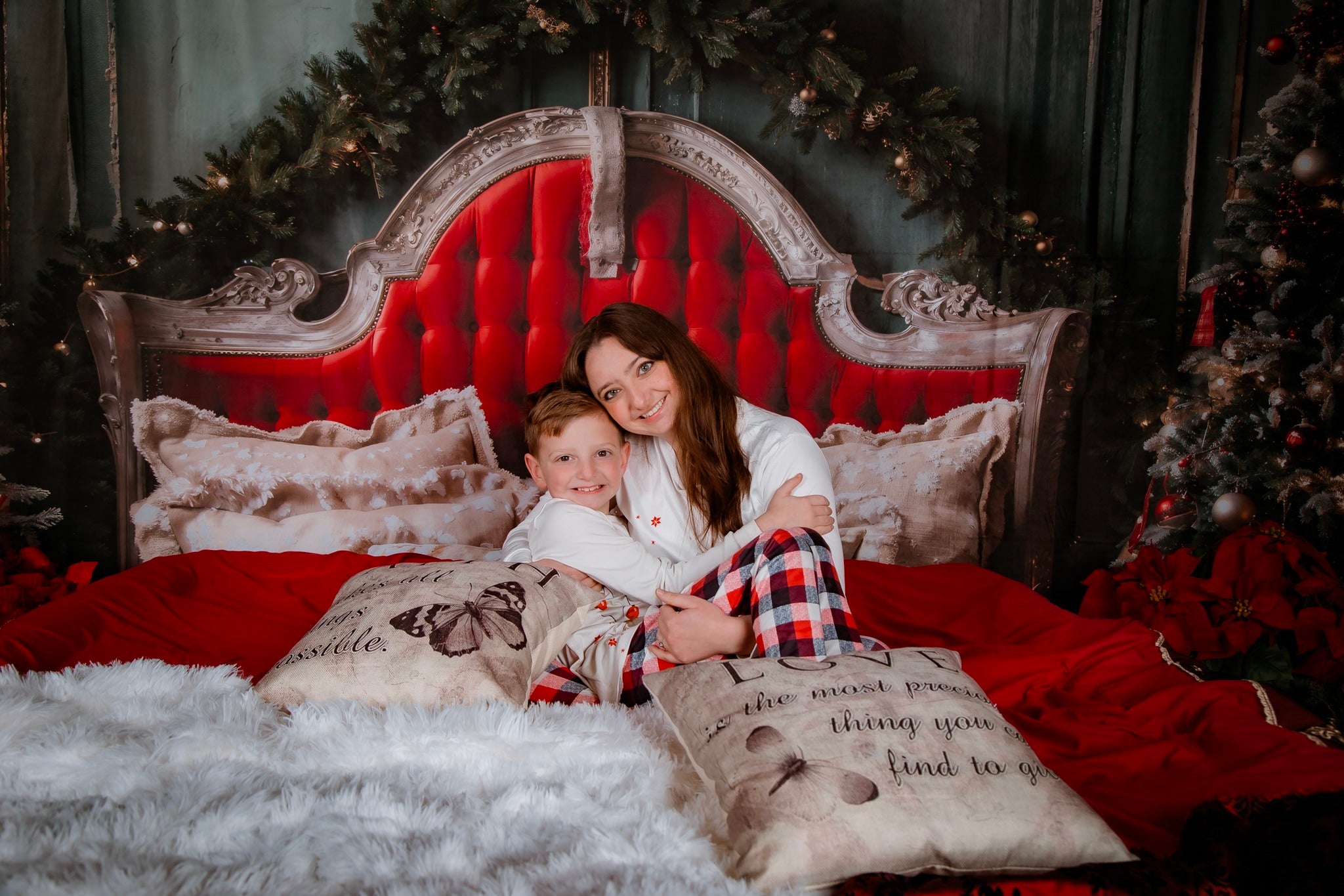 Kate Noël Tête de Lit Rouge Arbre Mur Vert Toile de fond conçue par Emetselch - Kate Backdrop FR