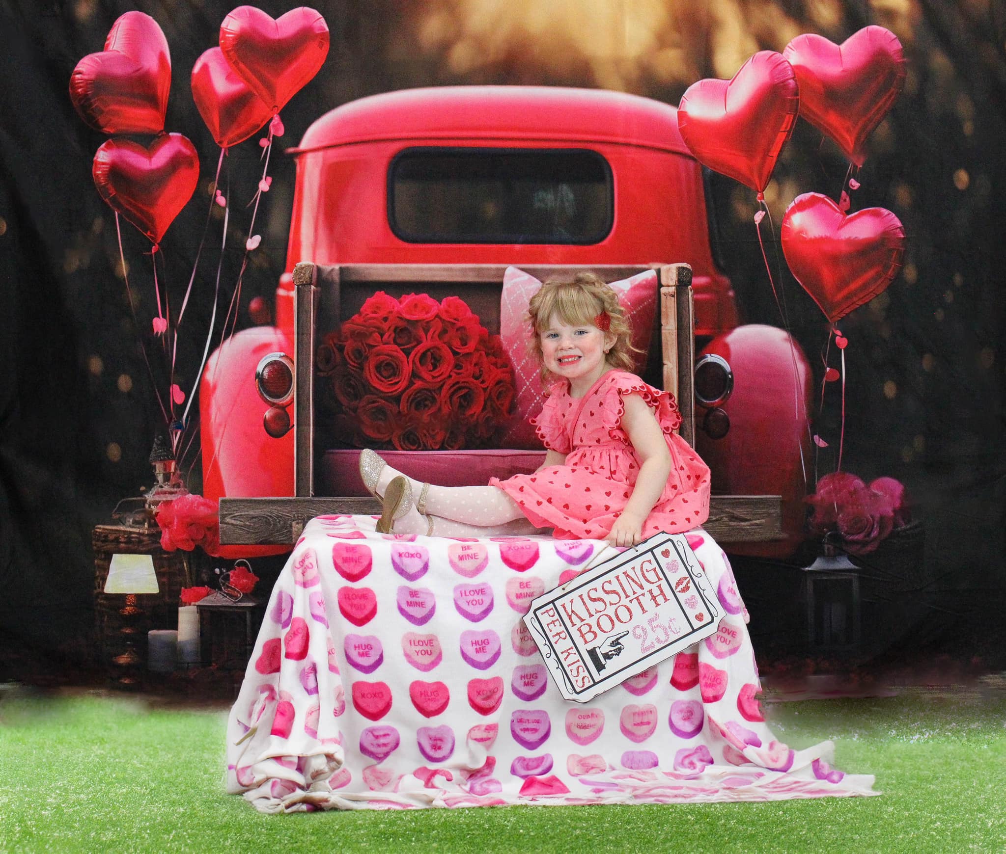 Kate Saint Valentin Amour Rouge Ballons Camion Toile de fond conçue par Chain Photographie